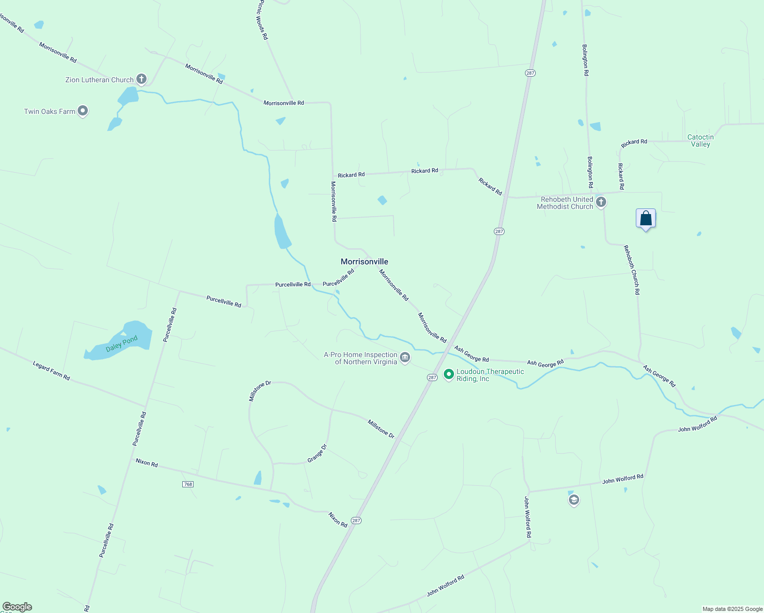 map of restaurants, bars, coffee shops, grocery stores, and more near 38665 Morrisonville Rd in Lovettsville