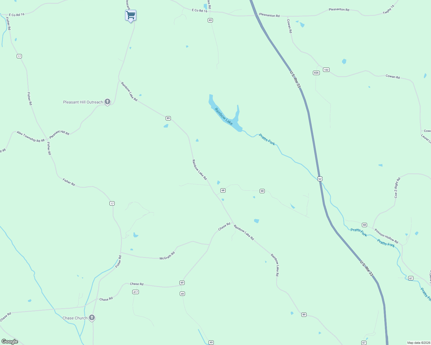 map of restaurants, bars, coffee shops, grocery stores, and more near 11692 Rainbow Lake Road in Athens