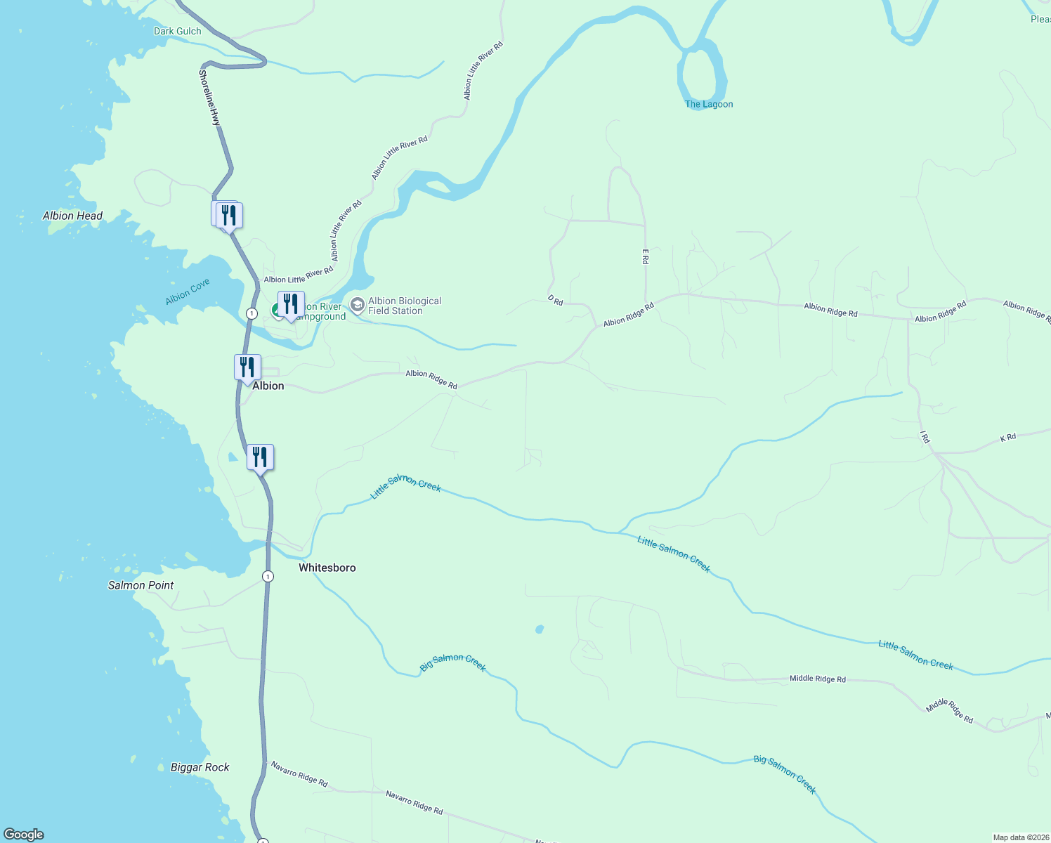 map of restaurants, bars, coffee shops, grocery stores, and more near Road B in Albion