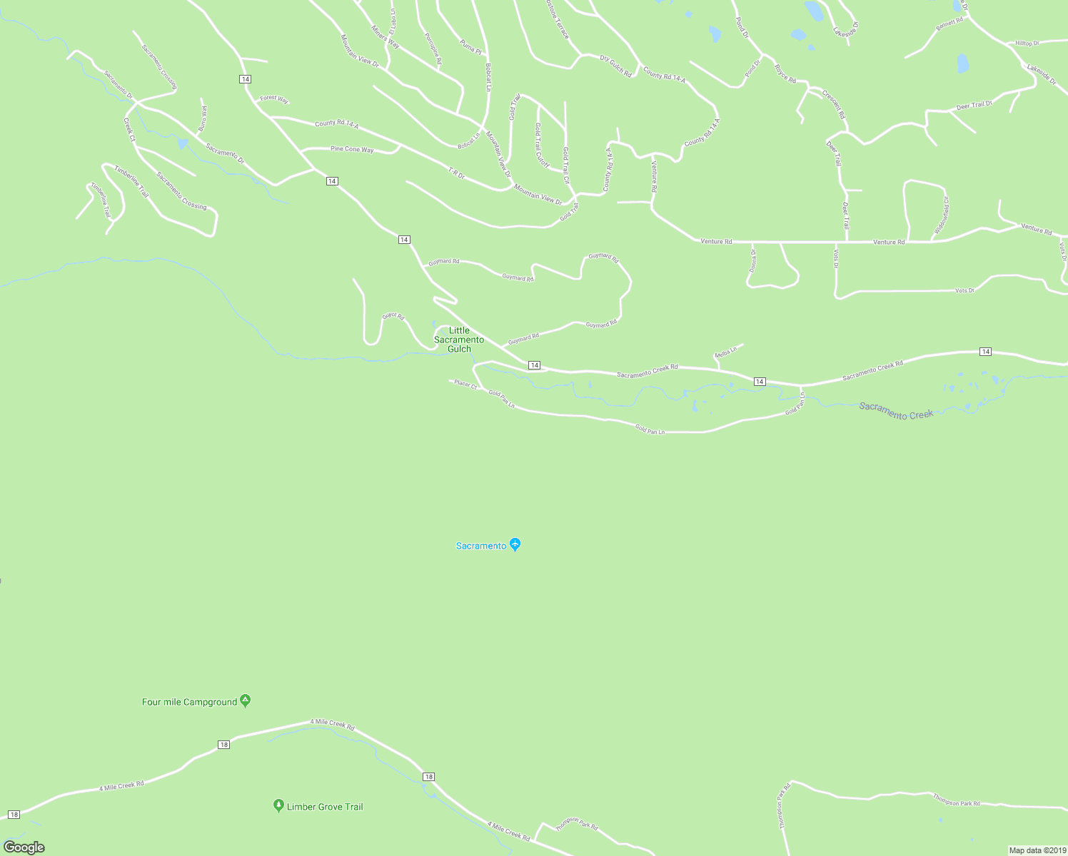 map of restaurants, bars, coffee shops, grocery stores, and more near 928 Goldpan Lane in Fairplay