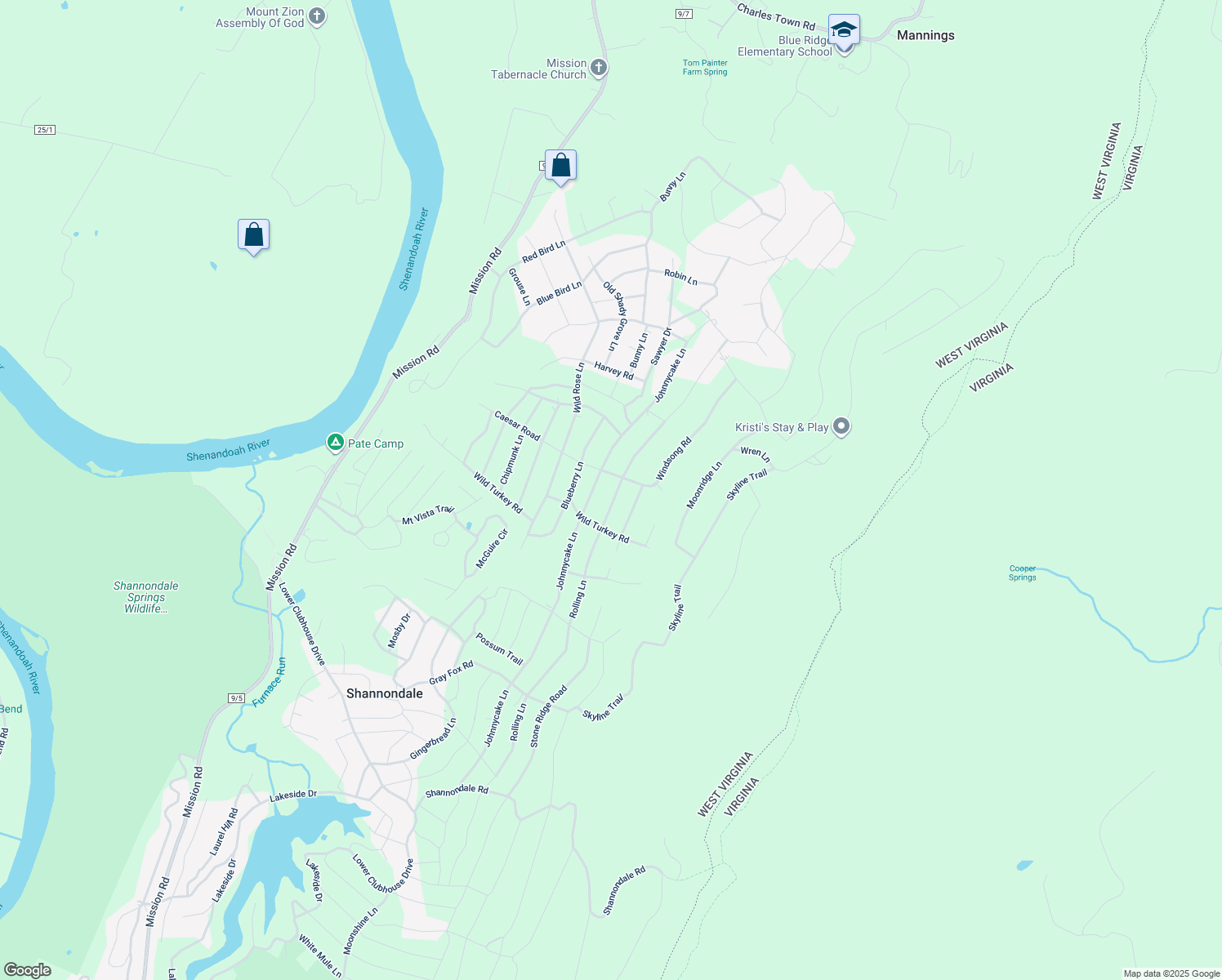 map of restaurants, bars, coffee shops, grocery stores, and more near 1227 Rolling Lane in Harpers Ferry