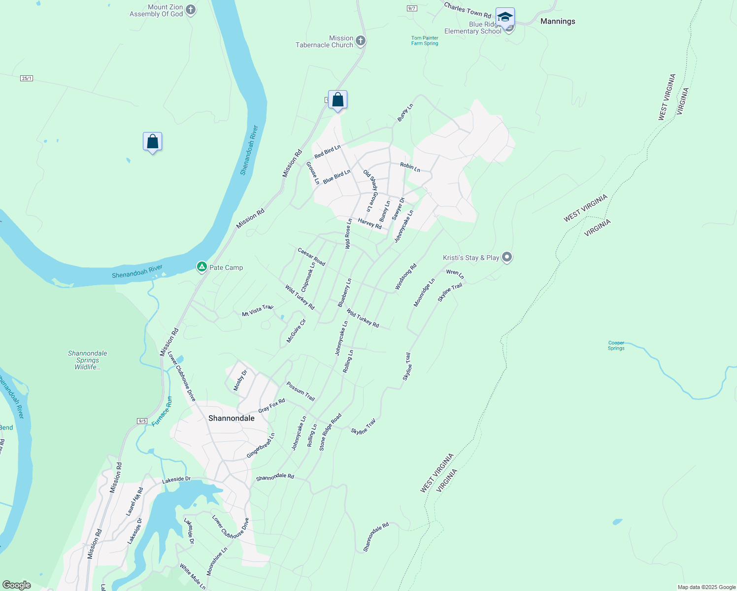 map of restaurants, bars, coffee shops, grocery stores, and more near 1227 Rolling Lane in Harpers Ferry
