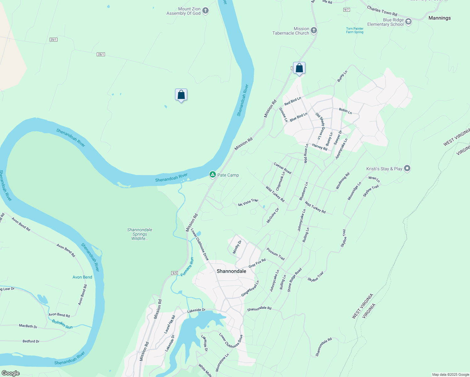 map of restaurants, bars, coffee shops, grocery stores, and more near 152 Bob White Dr in Harpers Ferry