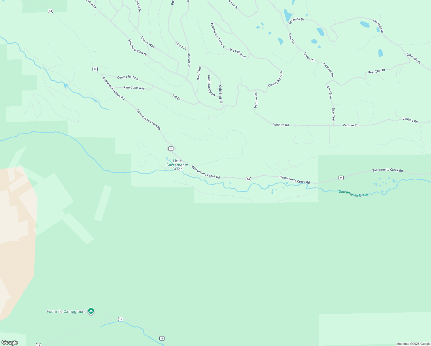map of restaurants, bars, coffee shops, grocery stores, and more near 3555 County Road 14 in Fairplay