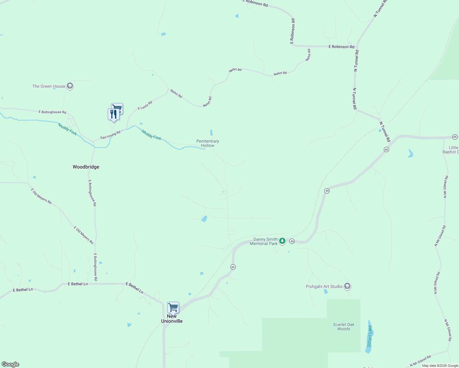 map of restaurants, bars, coffee shops, grocery stores, and more near 6565 East Everett Arnold Drive in Bloomington