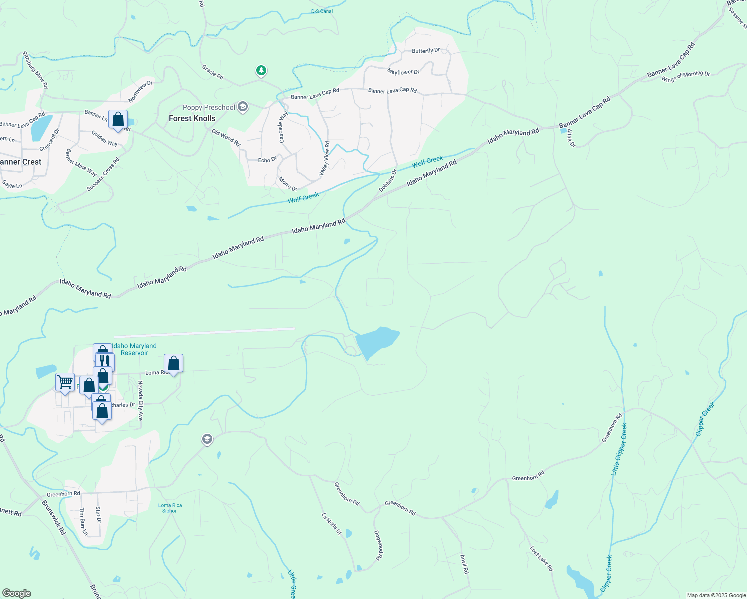 map of restaurants, bars, coffee shops, grocery stores, and more near 13443 Tranquility Lane in Nevada City