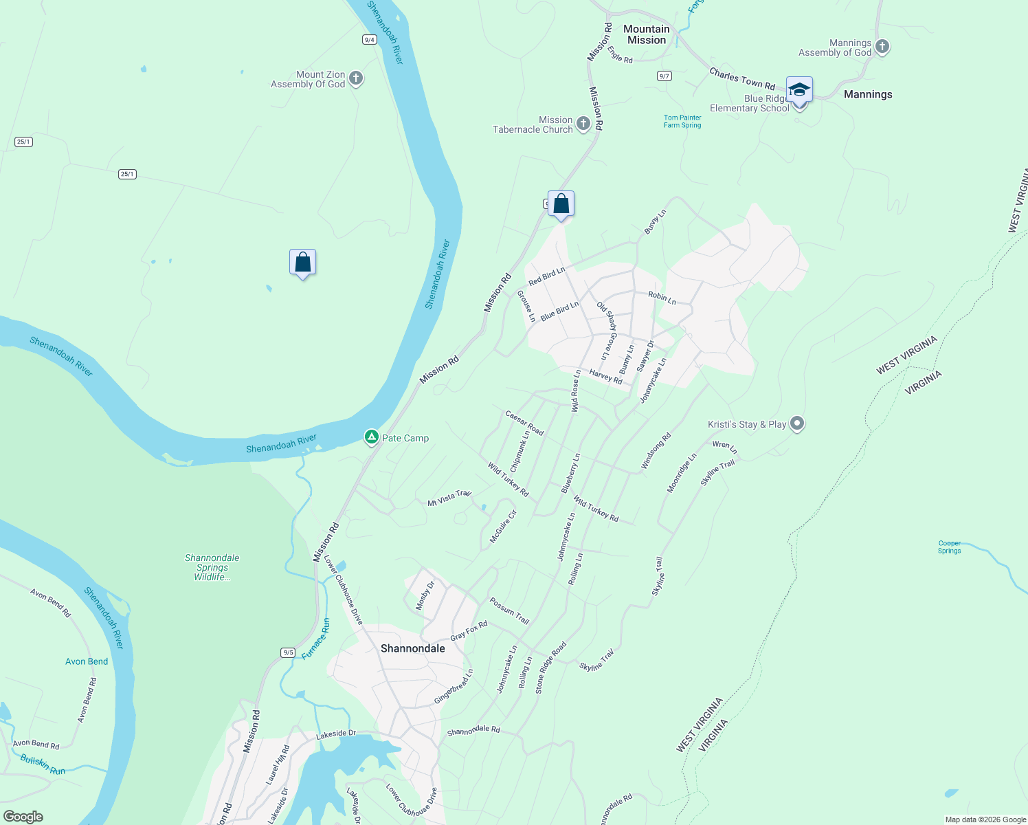 map of restaurants, bars, coffee shops, grocery stores, and more near 61 Caesar Road in Harpers Ferry
