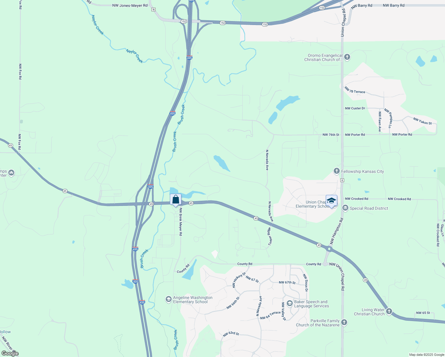 map of restaurants, bars, coffee shops, grocery stores, and more near 14209 Northwest 73rd Street in Kansas City