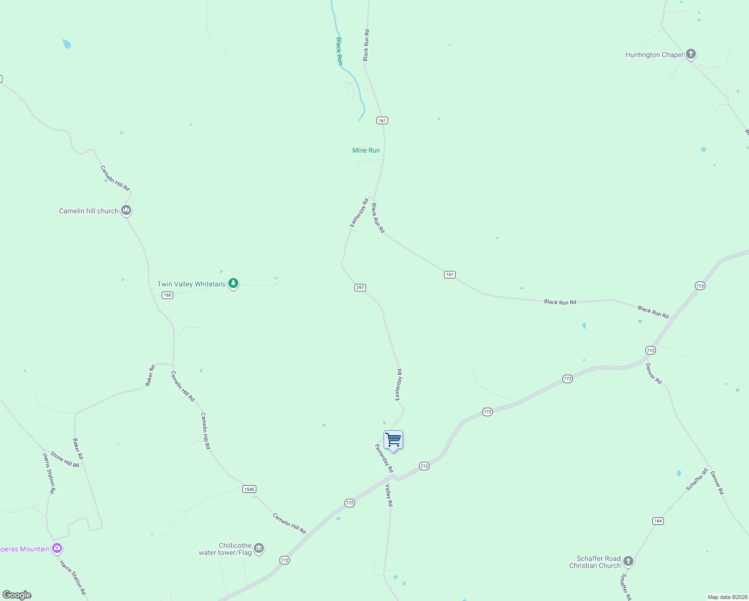 map of restaurants, bars, coffee shops, grocery stores, and more near 777 Easterday Road in Chillicothe