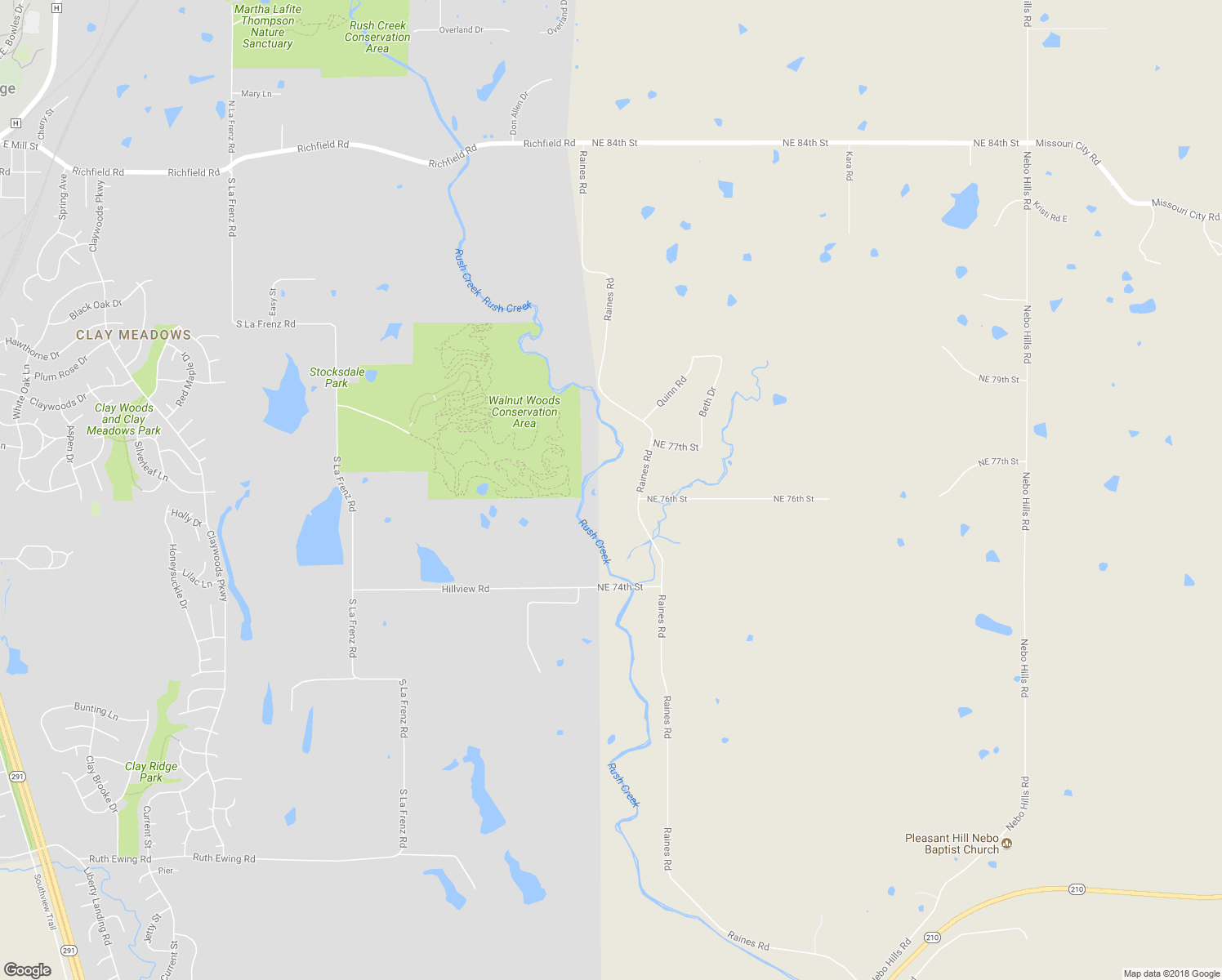 map of restaurants, bars, coffee shops, grocery stores, and more near 7522 Raines Road in Liberty