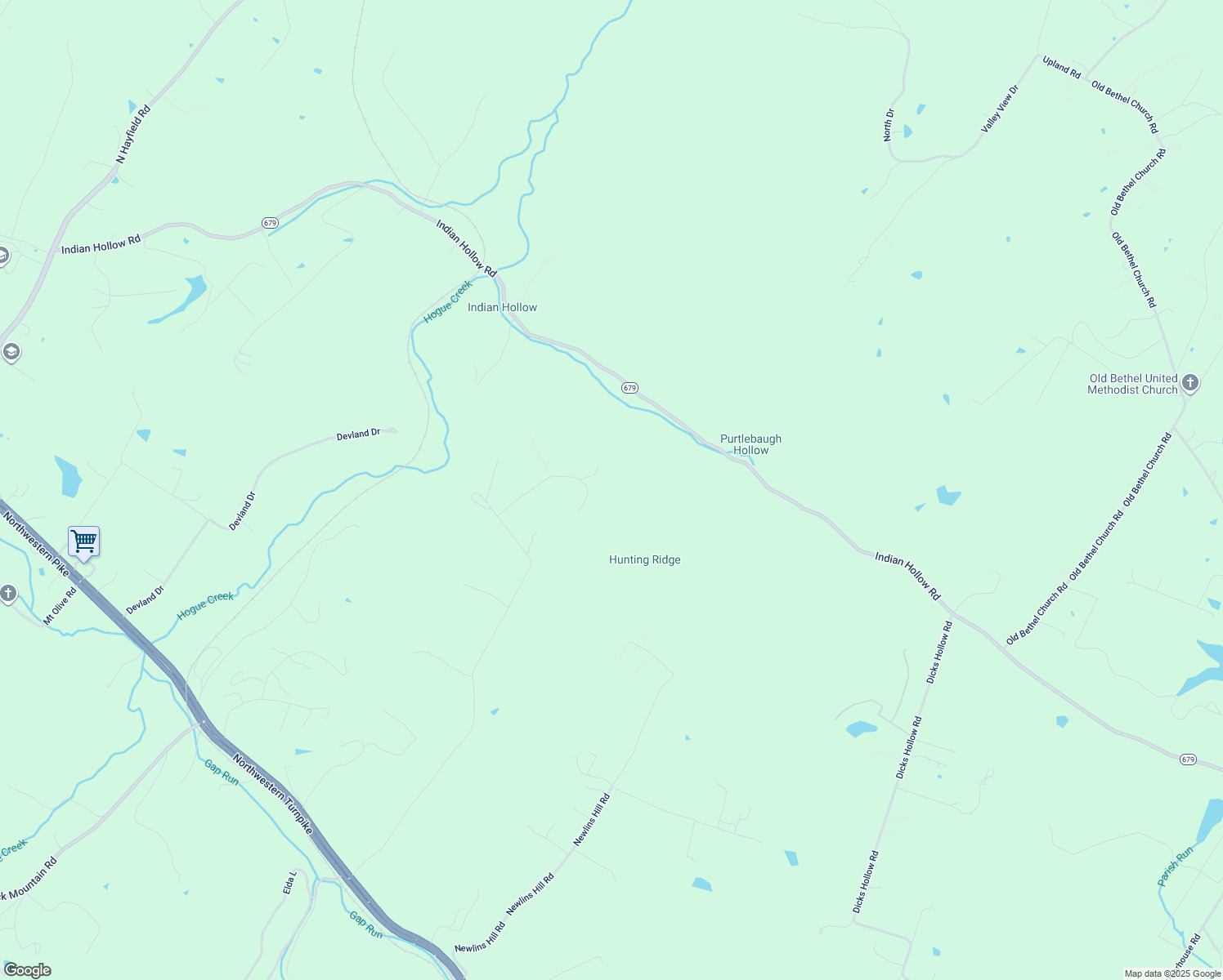 map of restaurants, bars, coffee shops, grocery stores, and more near 265 Gun Barrel Lane in Winchester