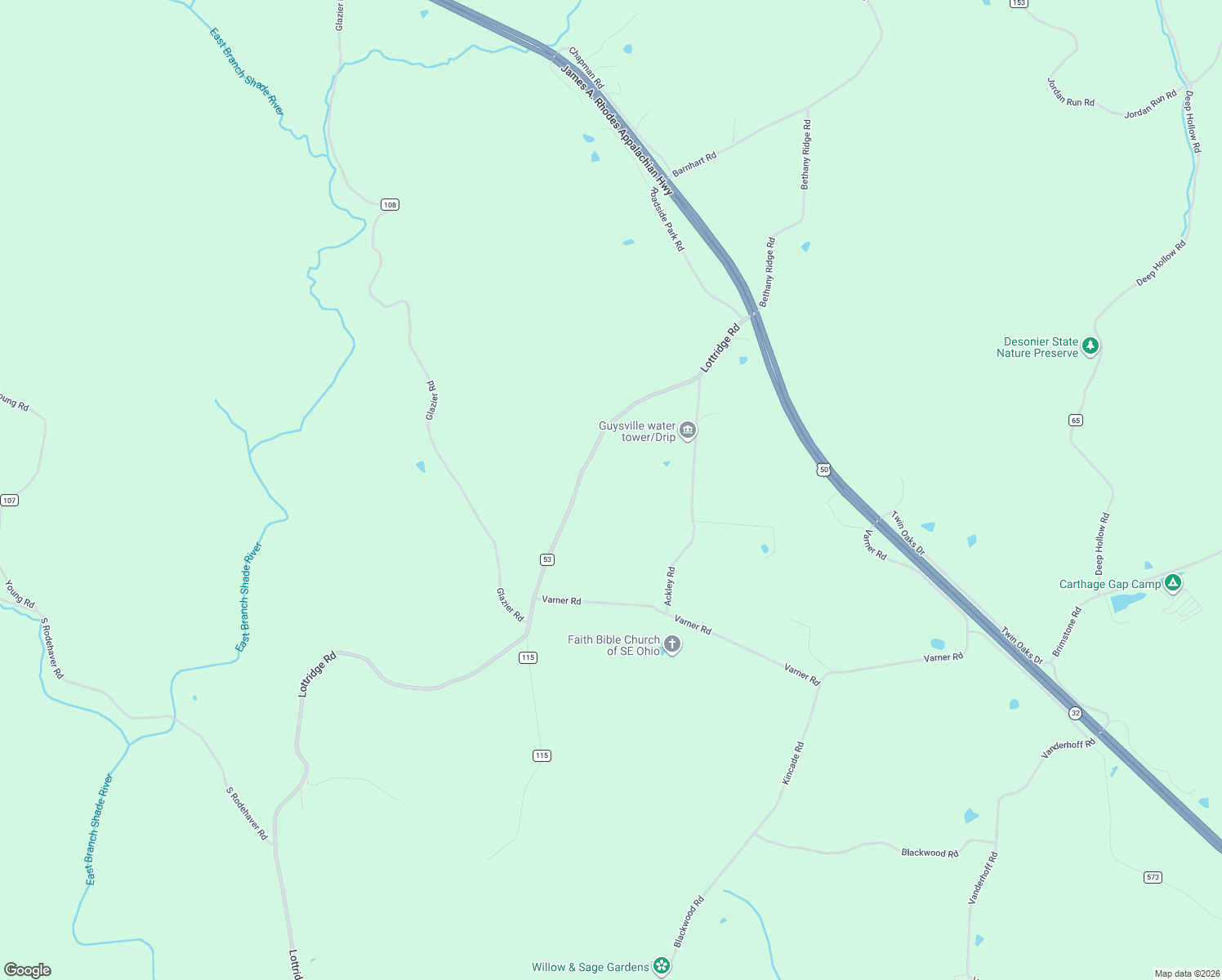 map of restaurants, bars, coffee shops, grocery stores, and more near 3200 Lottridge Road in Guysville