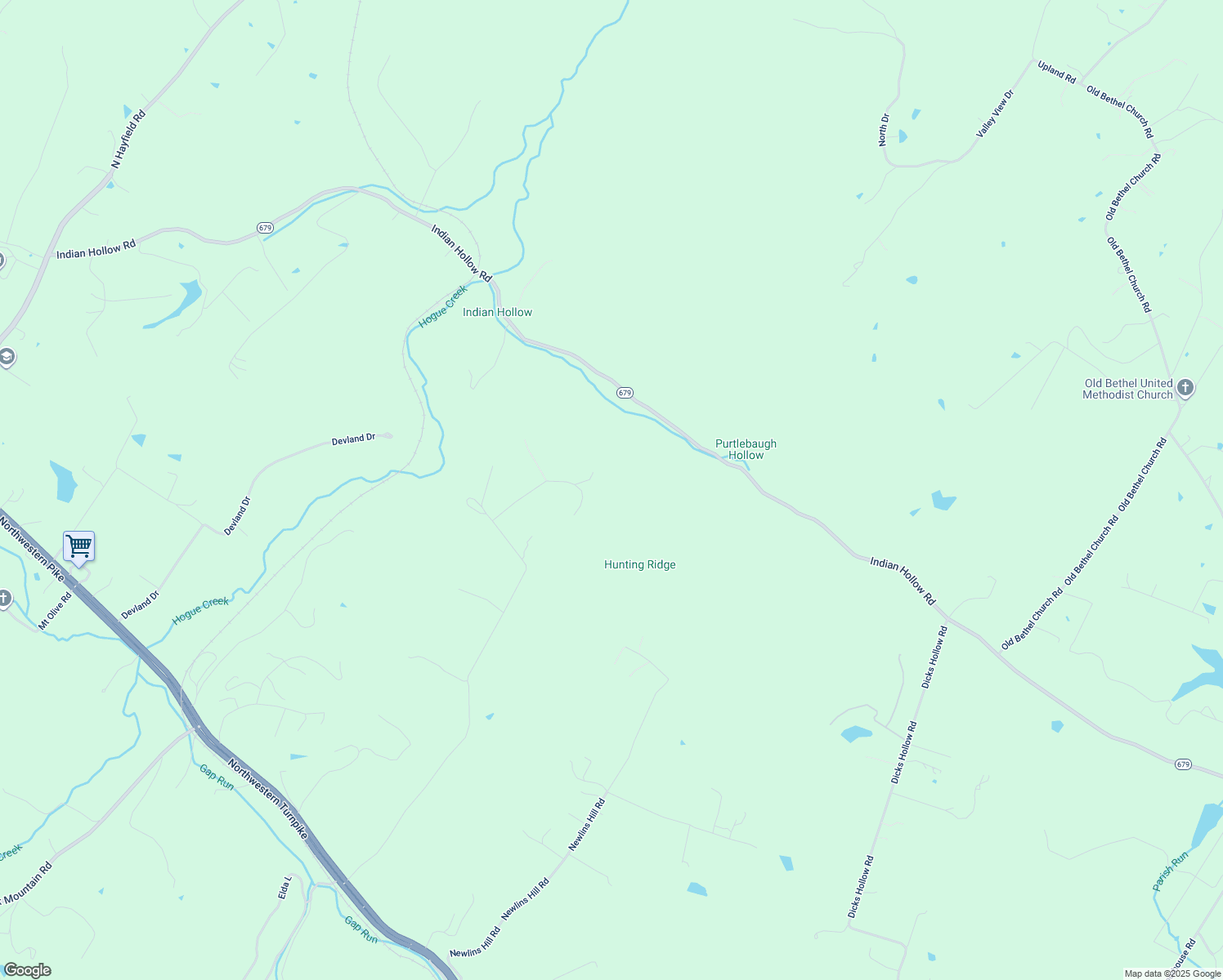 map of restaurants, bars, coffee shops, grocery stores, and more near 265 Gun Barrel Lane in Winchester