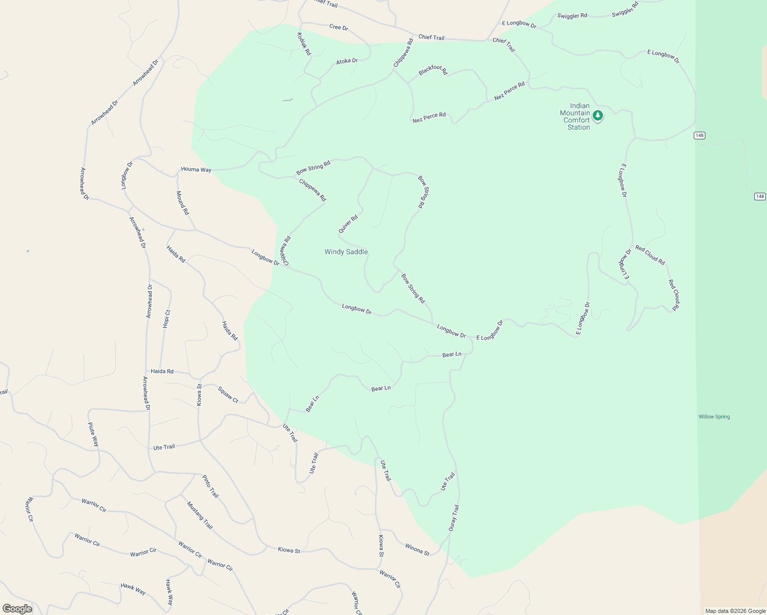 map of restaurants, bars, coffee shops, grocery stores, and more near 534 Longbow Drive in Fairplay