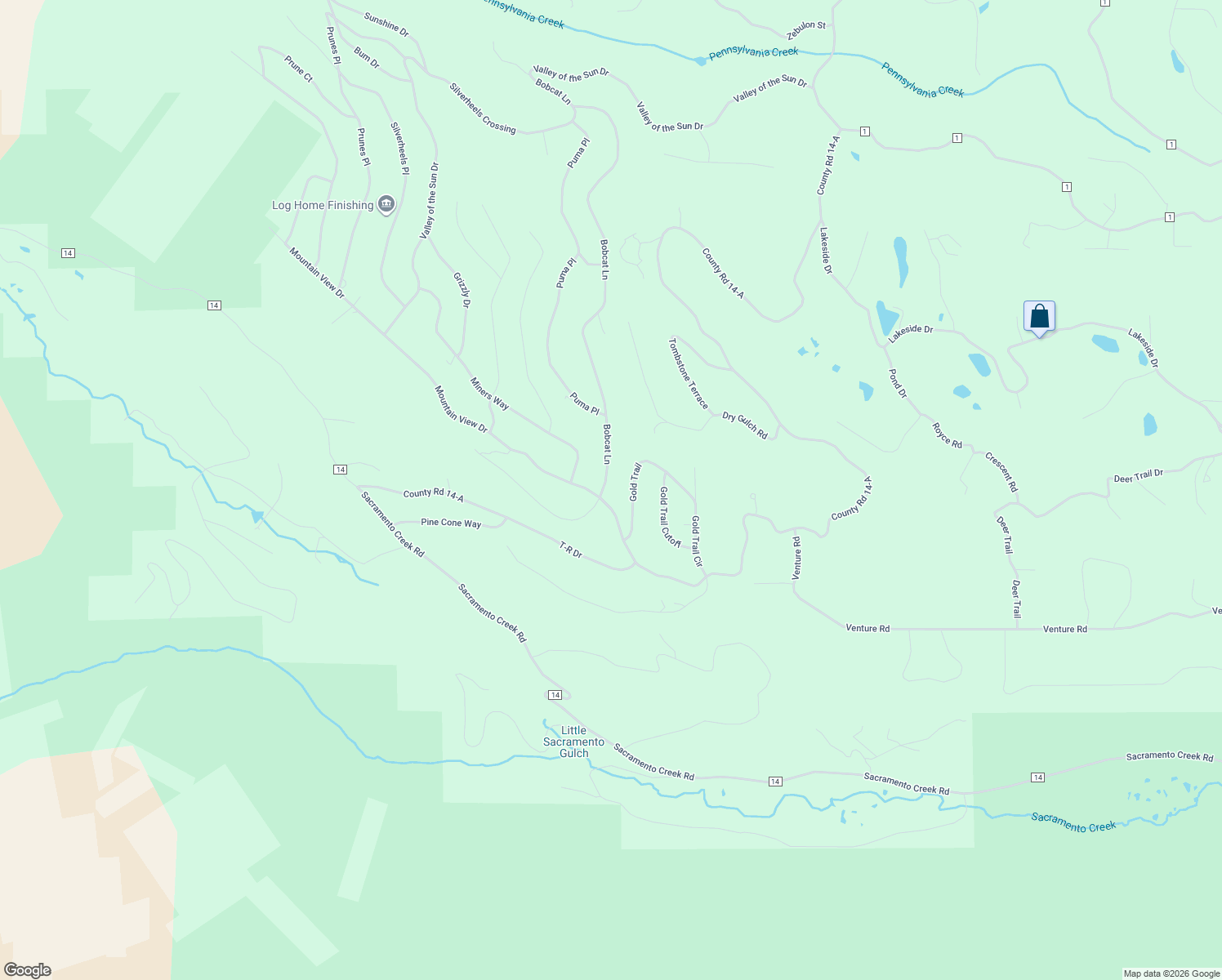 map of restaurants, bars, coffee shops, grocery stores, and more near 484 Gold Trail Circle in Fairplay