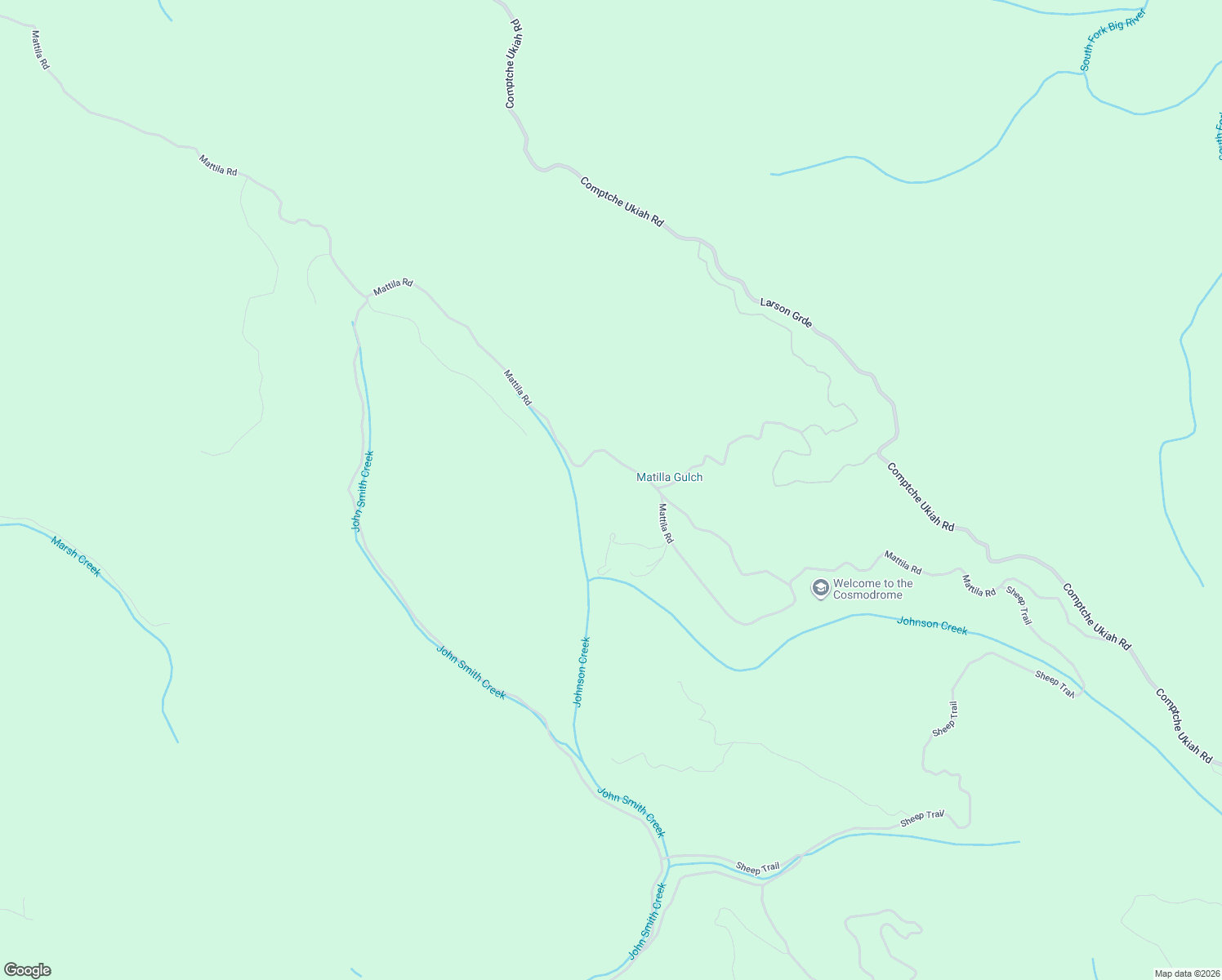 map of restaurants, bars, coffee shops, grocery stores, and more near 26030 Comptche Ukiah Road in Comptche