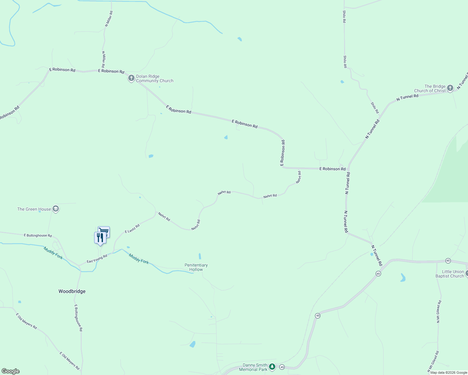 map of restaurants, bars, coffee shops, grocery stores, and more near 6017 Nehrt Road in Bloomington