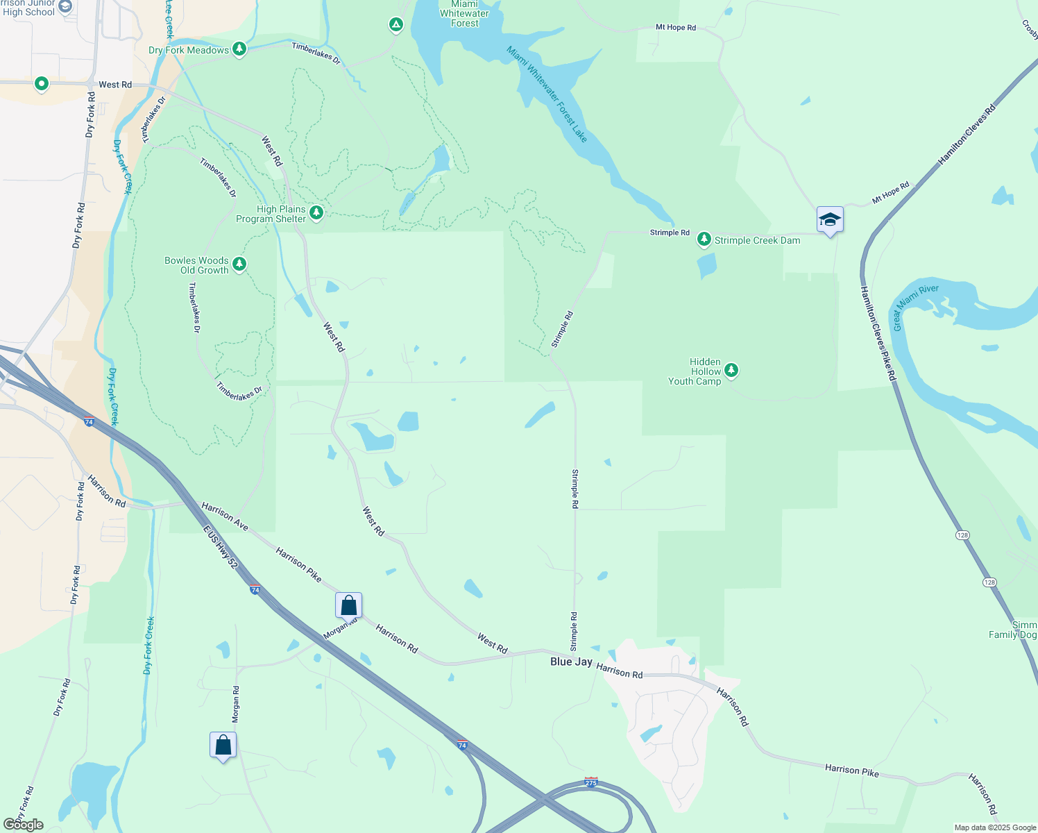 map of restaurants, bars, coffee shops, grocery stores, and more near 8663 Strimple Road in Cleves