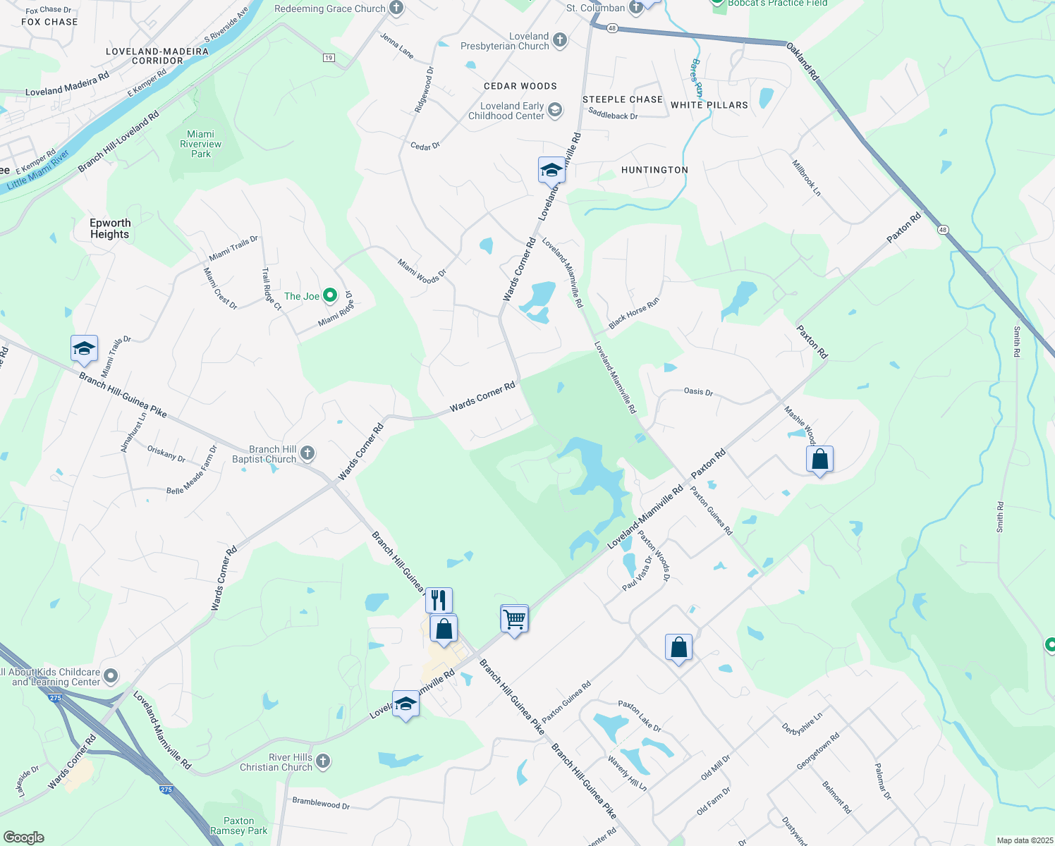 map of restaurants, bars, coffee shops, grocery stores, and more near 895 Augusta Blvd in Loveland