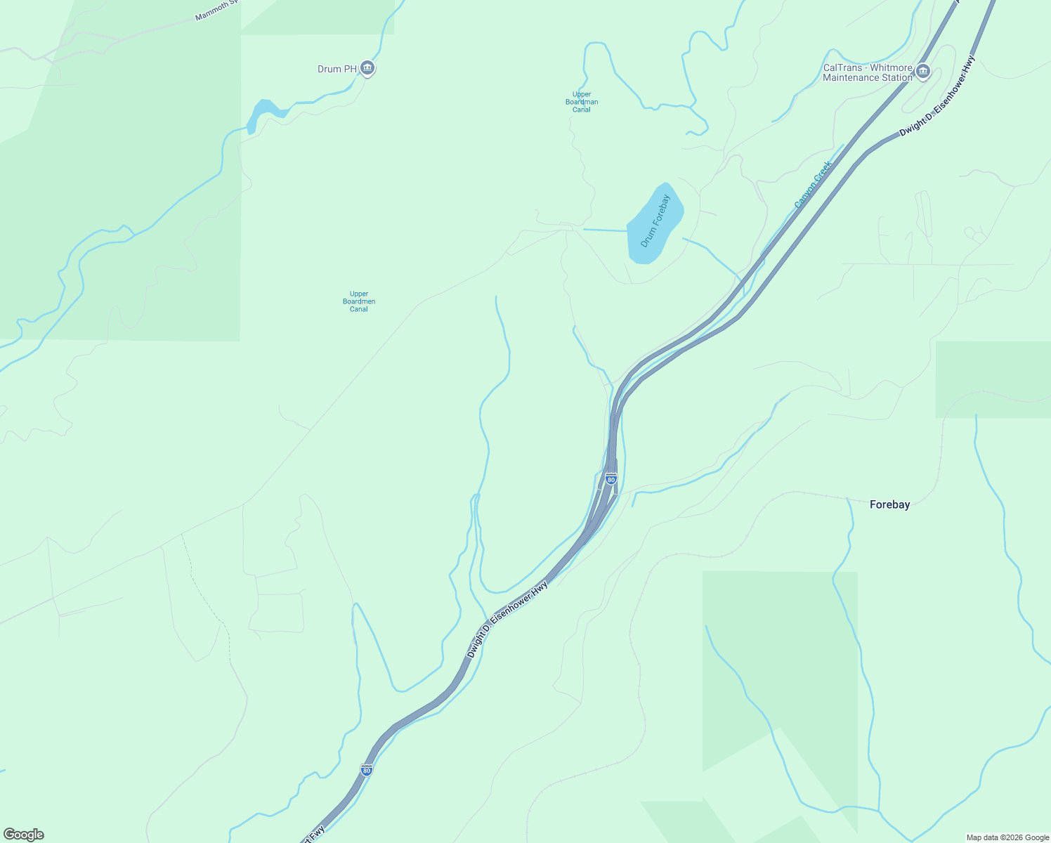 map of restaurants, bars, coffee shops, grocery stores, and more near Drum Forebay Road in Alta