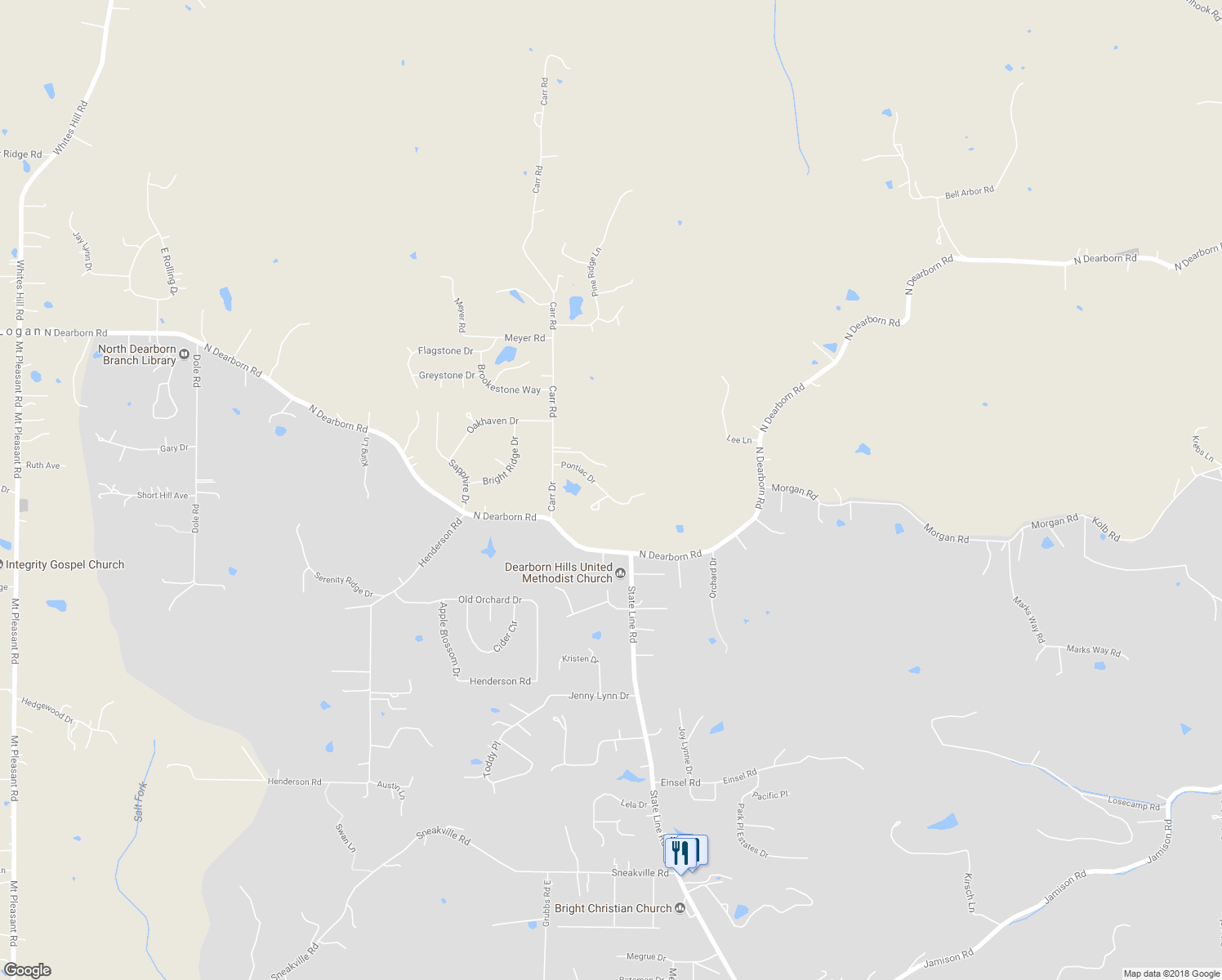 map of restaurants, bars, coffee shops, grocery stores, and more near 2394 Pontiac Drive in West Harrison