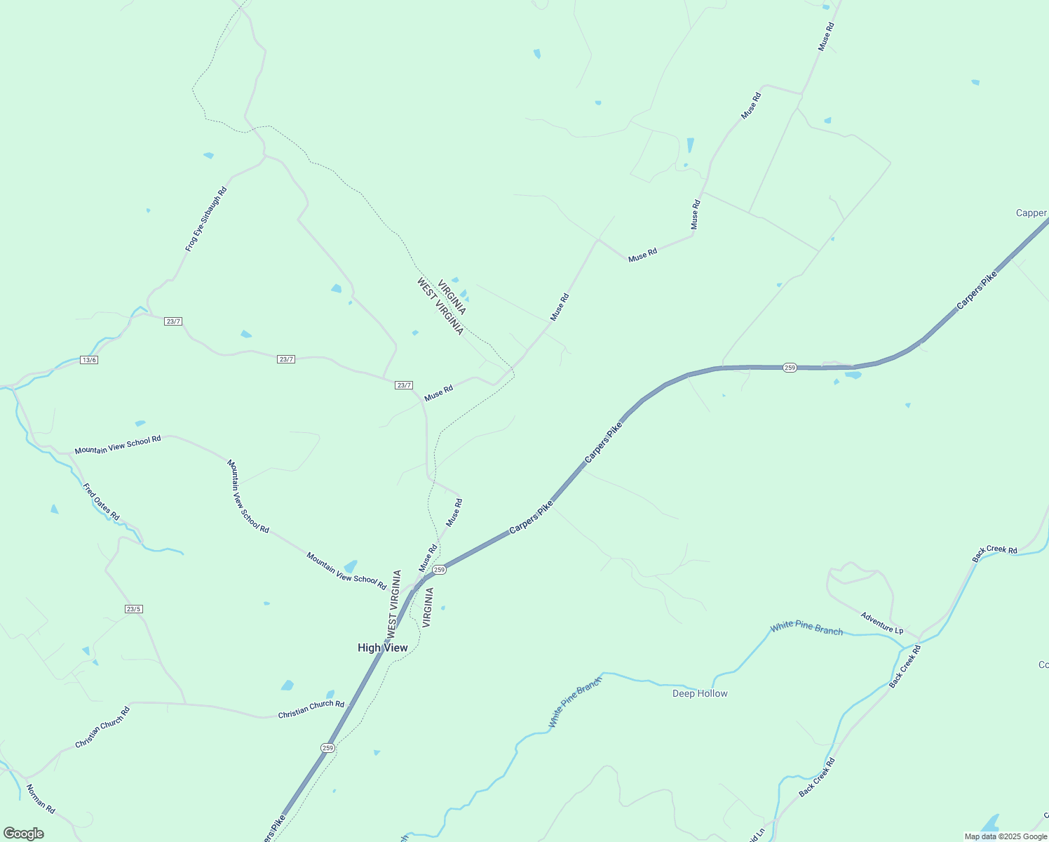 map of restaurants, bars, coffee shops, grocery stores, and more near 1467 Muse Road in Gore