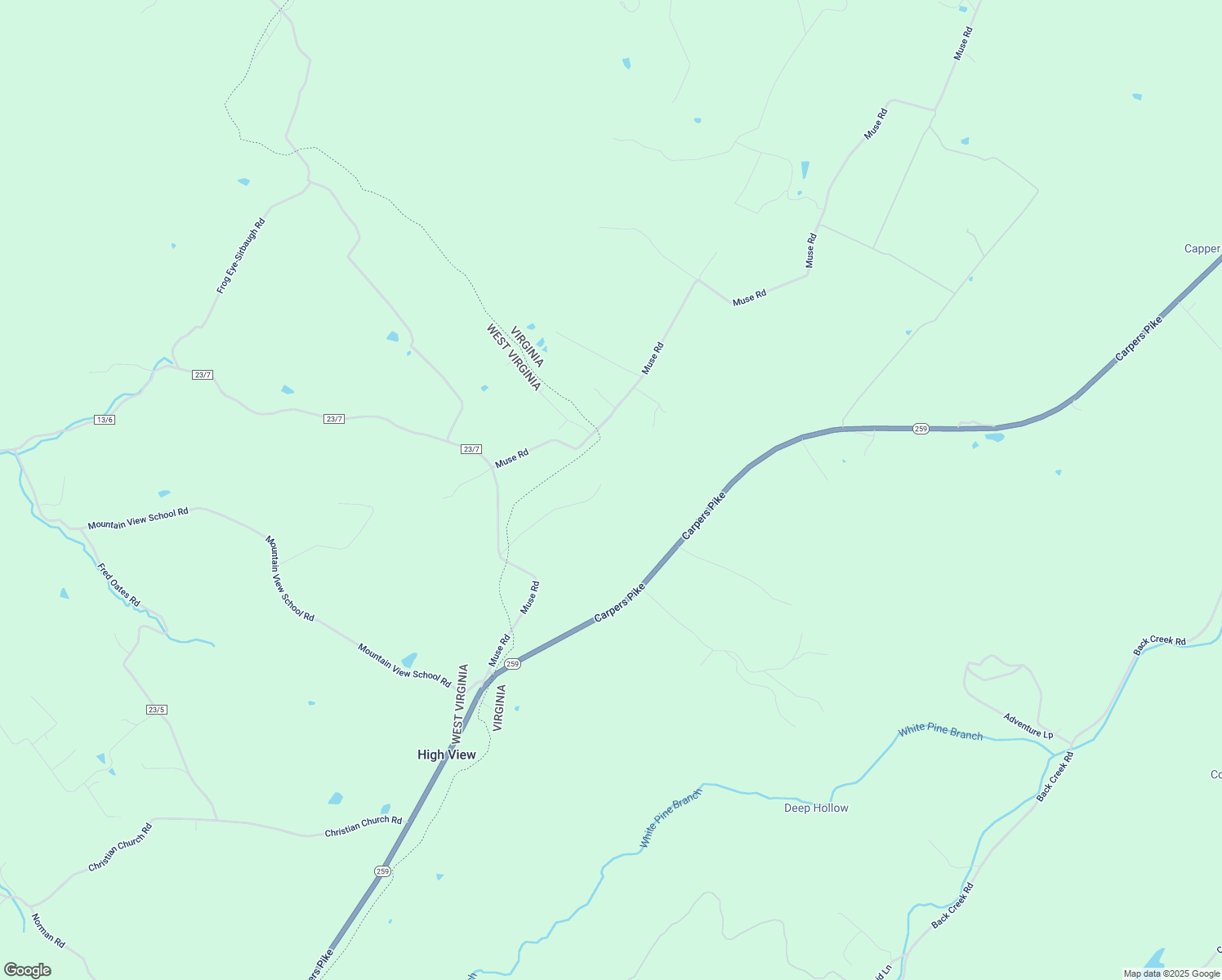 map of restaurants, bars, coffee shops, grocery stores, and more near 1467 Muse Road in Gore