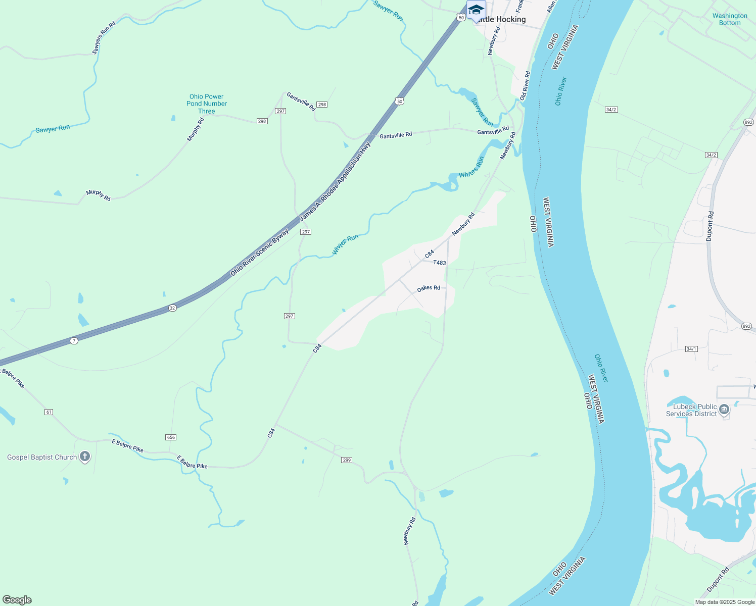 map of restaurants, bars, coffee shops, grocery stores, and more near 1142 C84 in Little Hocking