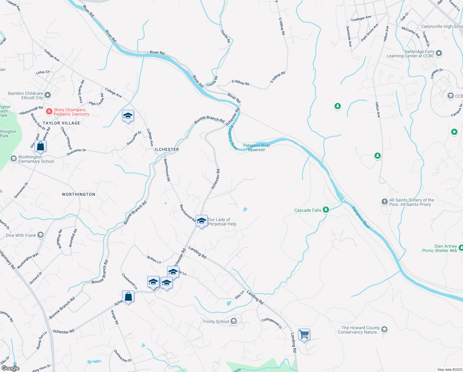 map of restaurants, bars, coffee shops, grocery stores, and more near 4630 Hale Court in Ellicott City