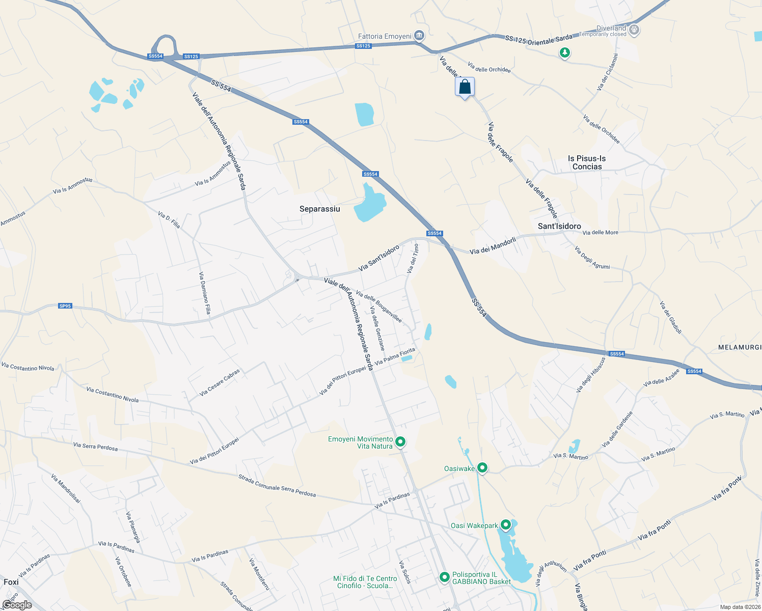 map of restaurants, bars, coffee shops, grocery stores, and more near 10 Via delle Bouganvillee in Quartu Sant'Elena