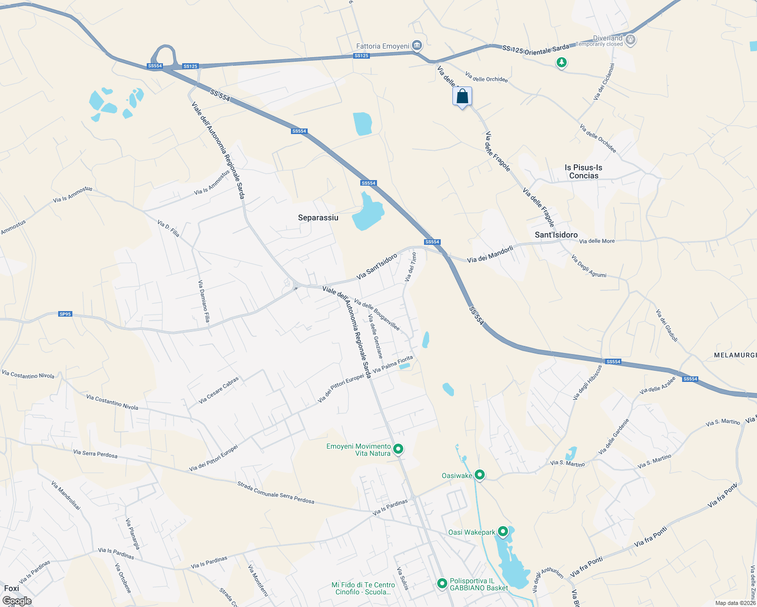 map of restaurants, bars, coffee shops, grocery stores, and more near 10 Via delle Bouganvillee in Quartu Sant'Elena