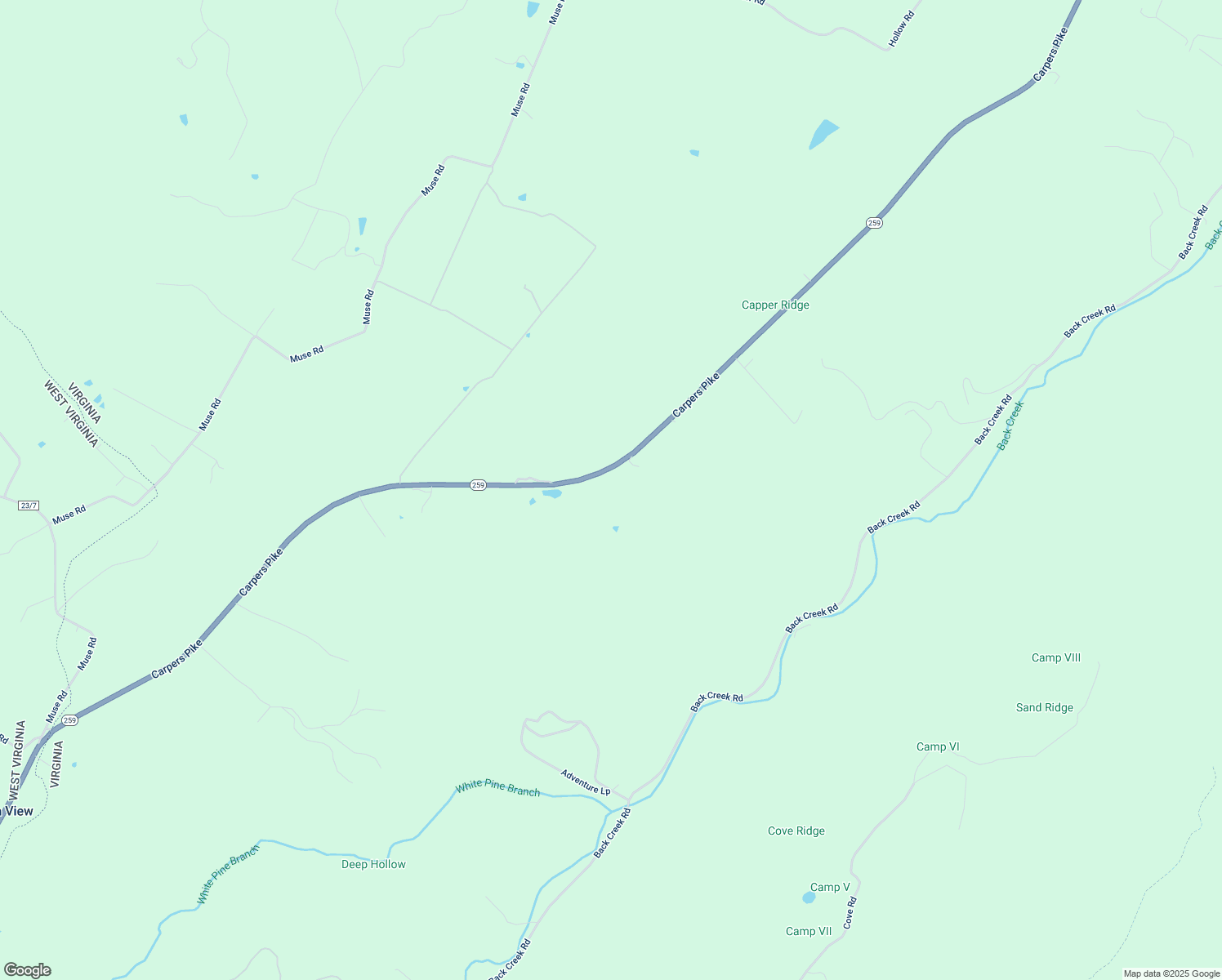 map of restaurants, bars, coffee shops, grocery stores, and more near 1299 Carpers Pike in Gore