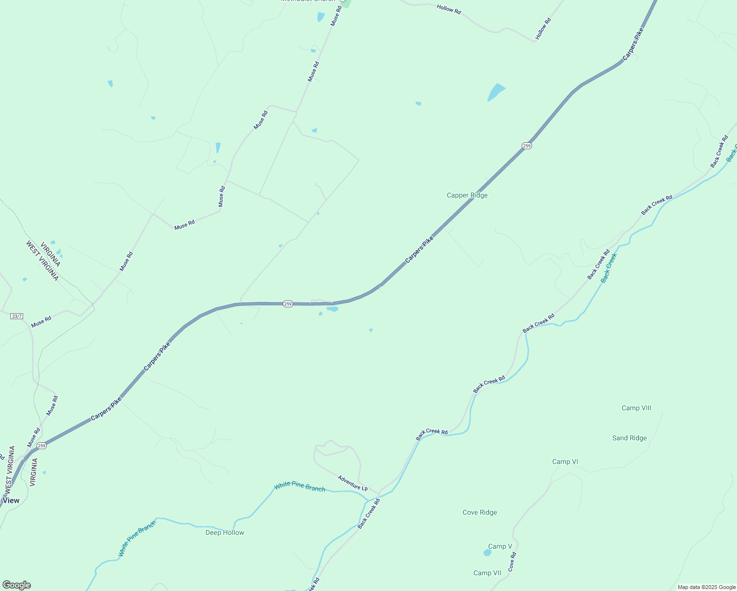 map of restaurants, bars, coffee shops, grocery stores, and more near 1299 Carpers Pike in Gore