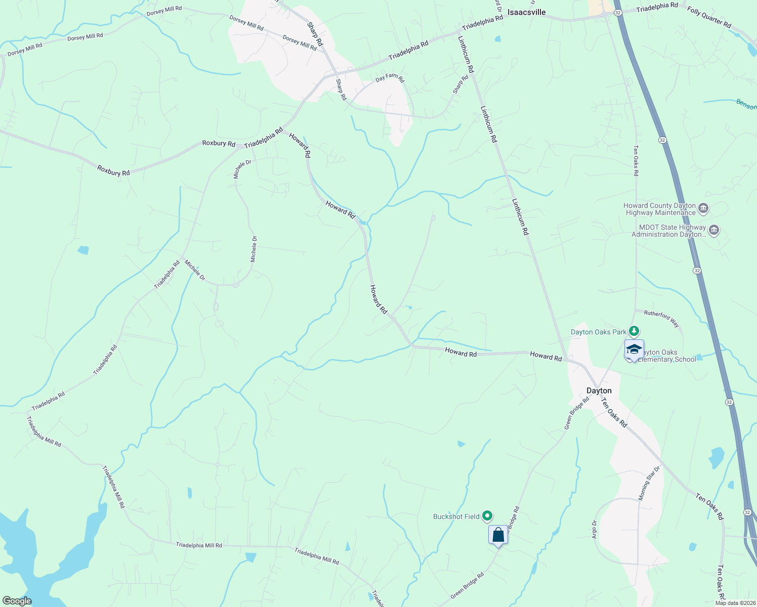 map of restaurants, bars, coffee shops, grocery stores, and more near 14126 Howard Road in Dayton