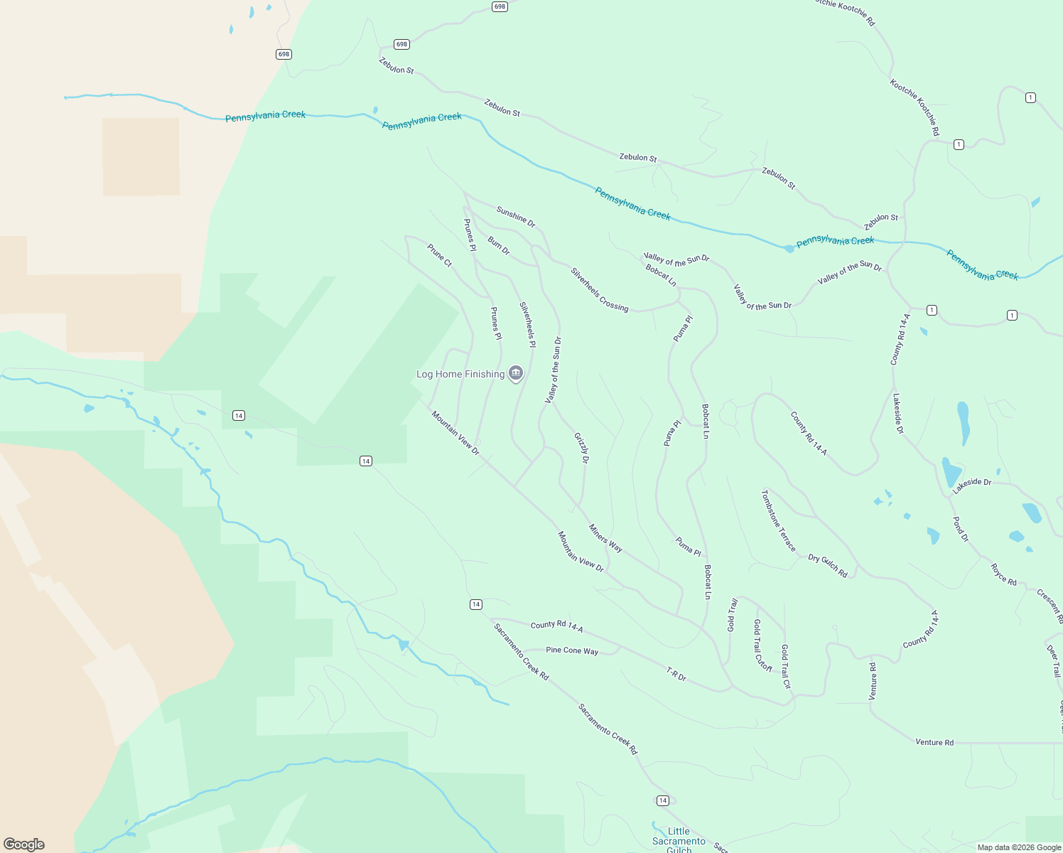 map of restaurants, bars, coffee shops, grocery stores, and more near 168 Silverheels Place in Fairplay