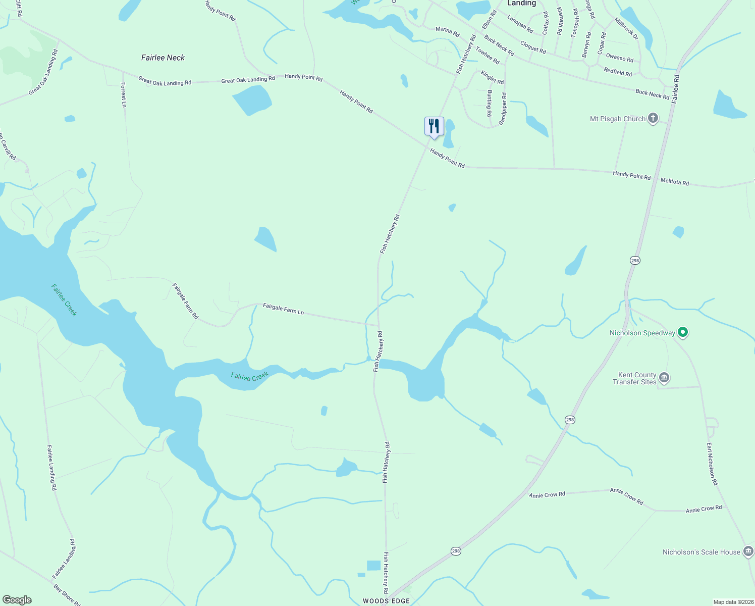 map of restaurants, bars, coffee shops, grocery stores, and more near 9790 Fish Hatchery Road in Chestertown