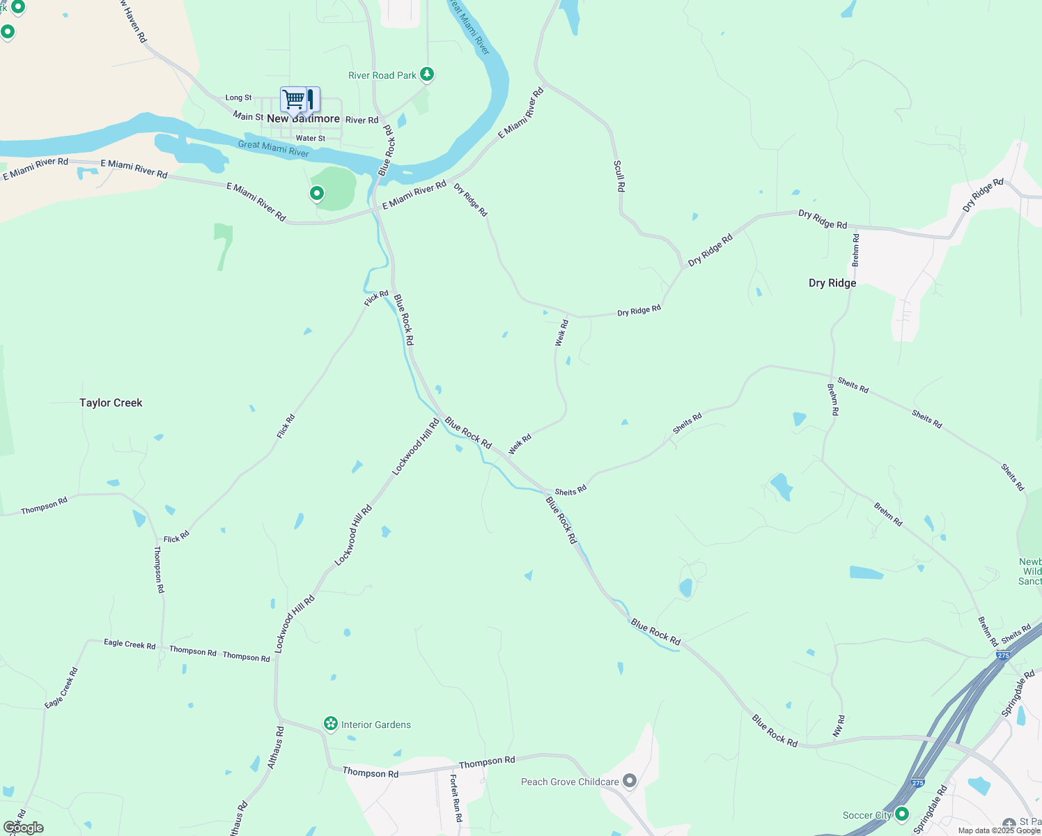 map of restaurants, bars, coffee shops, grocery stores, and more near 9635 Weik Road in Cincinnati