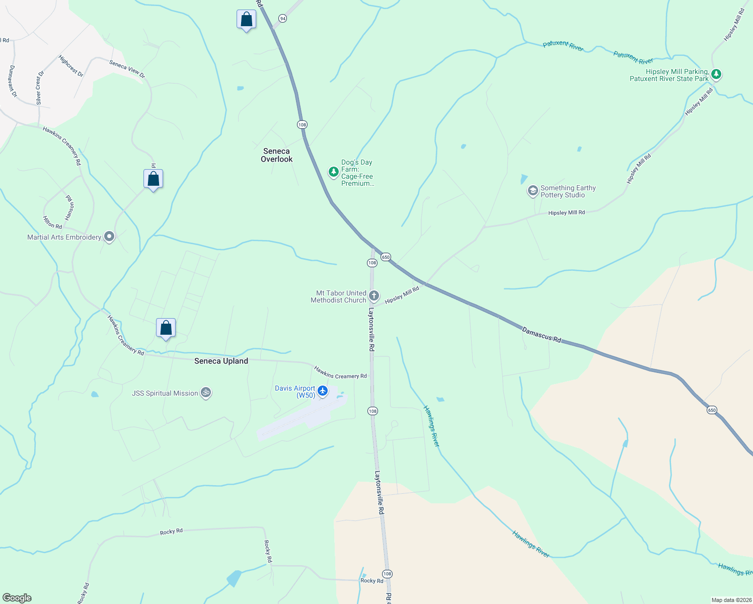 map of restaurants, bars, coffee shops, grocery stores, and more near 24101 Laytonsville Road in Gaithersburg