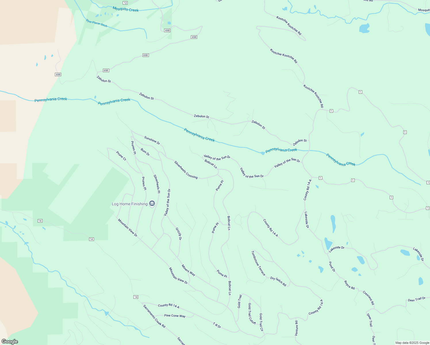 map of restaurants, bars, coffee shops, grocery stores, and more near 1399 Valley of the Sun Drive in Fairplay