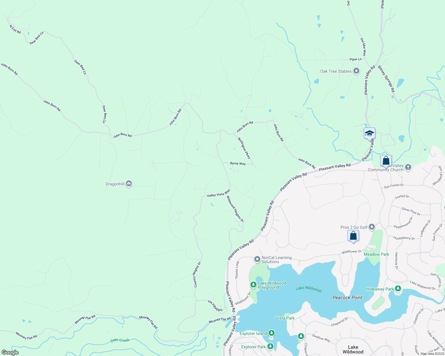 map of restaurants, bars, coffee shops, grocery stores, and more near 19606 Valley Vista Way in Penn Valley