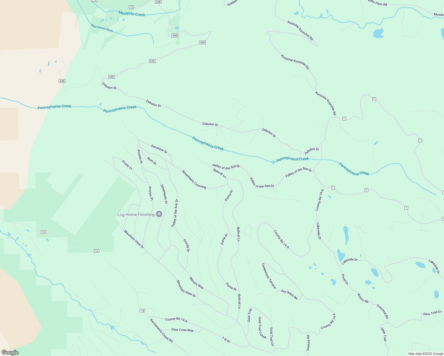 map of restaurants, bars, coffee shops, grocery stores, and more near 1399 Valley of the Sun Drive in Fairplay