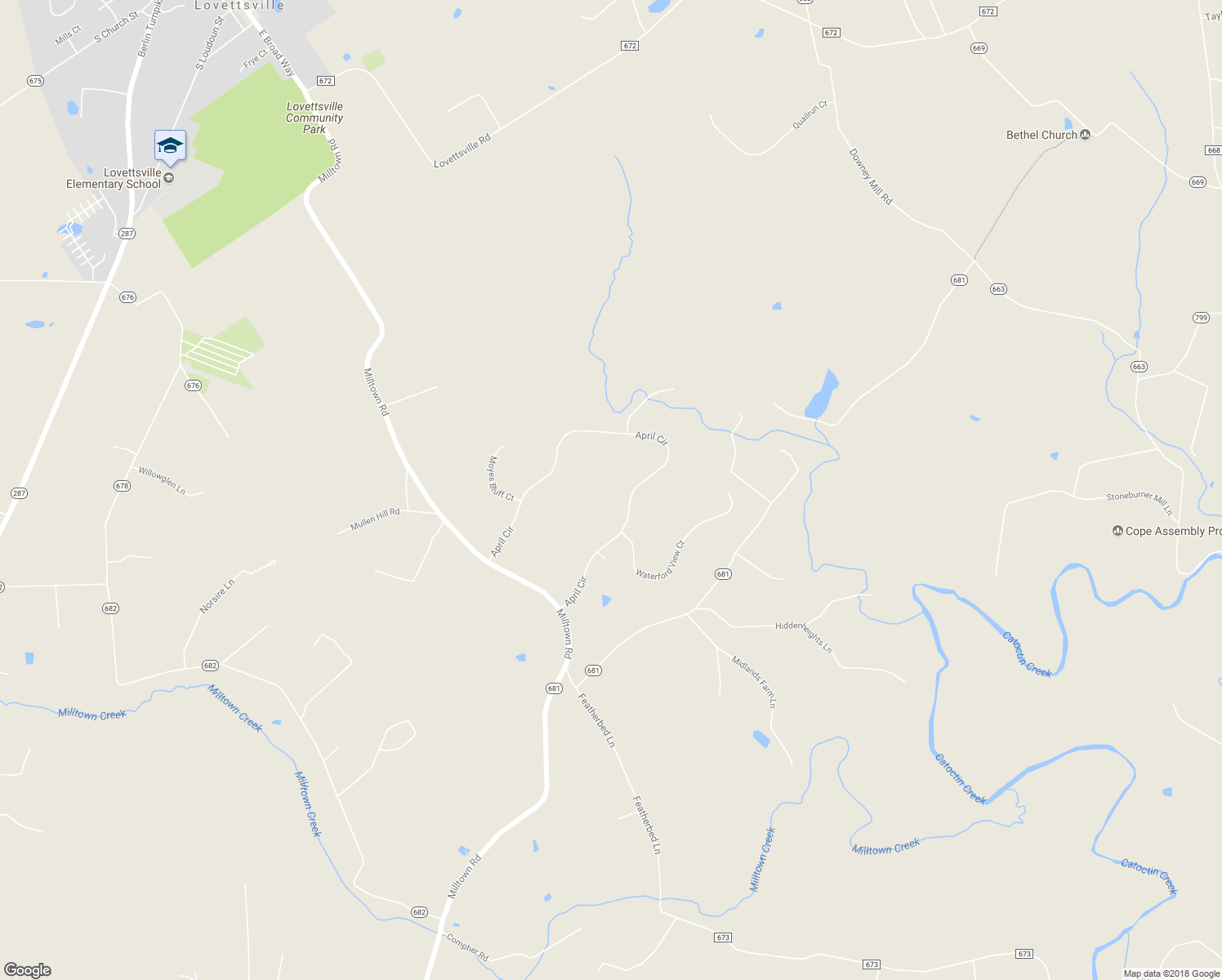 map of restaurants, bars, coffee shops, grocery stores, and more near 13143 April Circle in Lovettsville