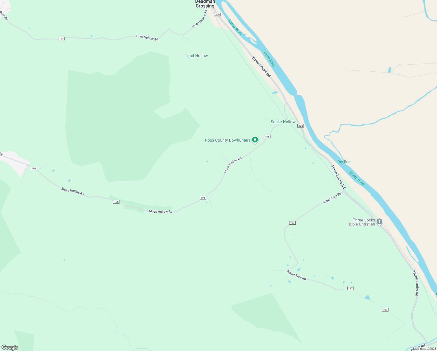 map of restaurants, bars, coffee shops, grocery stores, and more near 2821 Moss Hollow Road in Chillicothe