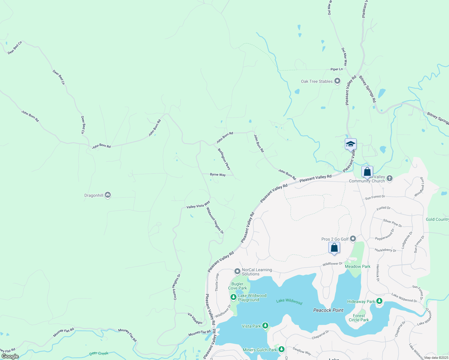 map of restaurants, bars, coffee shops, grocery stores, and more near 19761 Byrne Way in Penn Valley