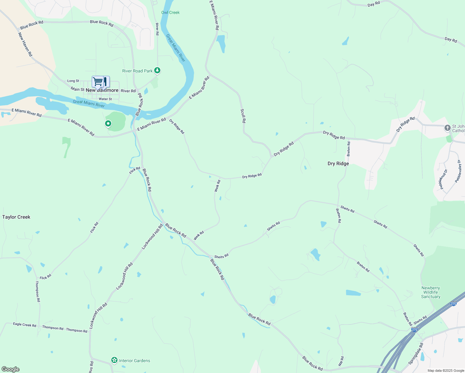 map of restaurants, bars, coffee shops, grocery stores, and more near 6181 Dry Ridge Road in Cincinnati
