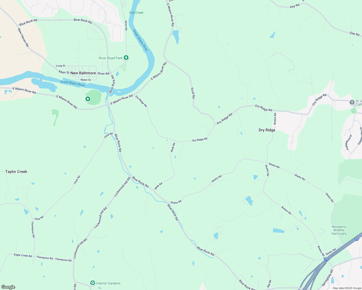 map of restaurants, bars, coffee shops, grocery stores, and more near 6181 Dry Ridge Road in Cincinnati
