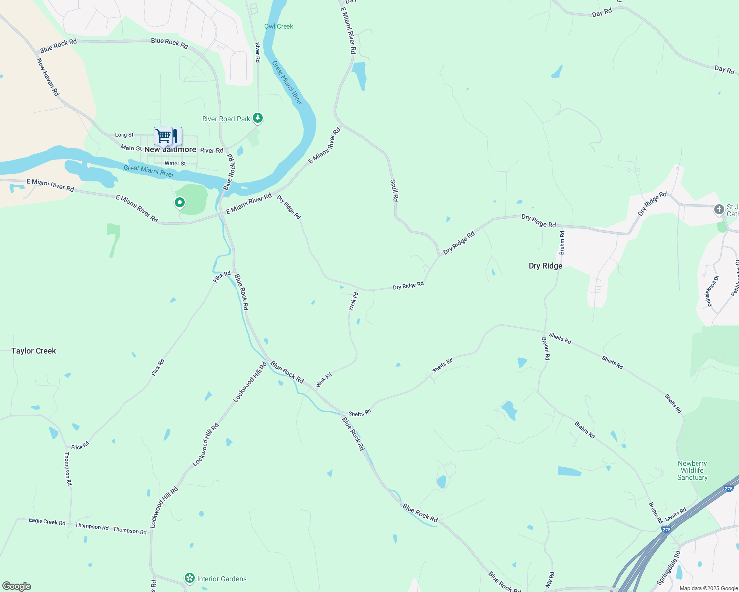 map of restaurants, bars, coffee shops, grocery stores, and more near 6181 Dry Ridge Road in Cincinnati