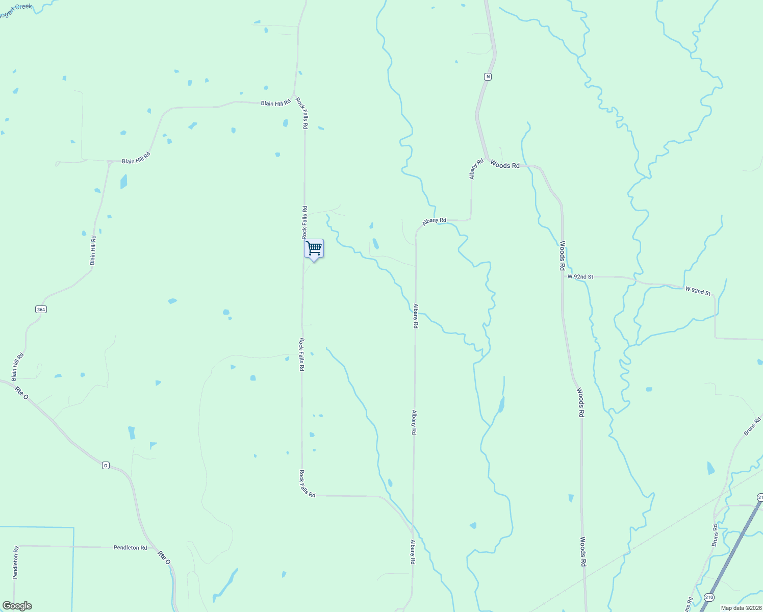 map of restaurants, bars, coffee shops, grocery stores, and more near 8898 Albany Road in Orrick