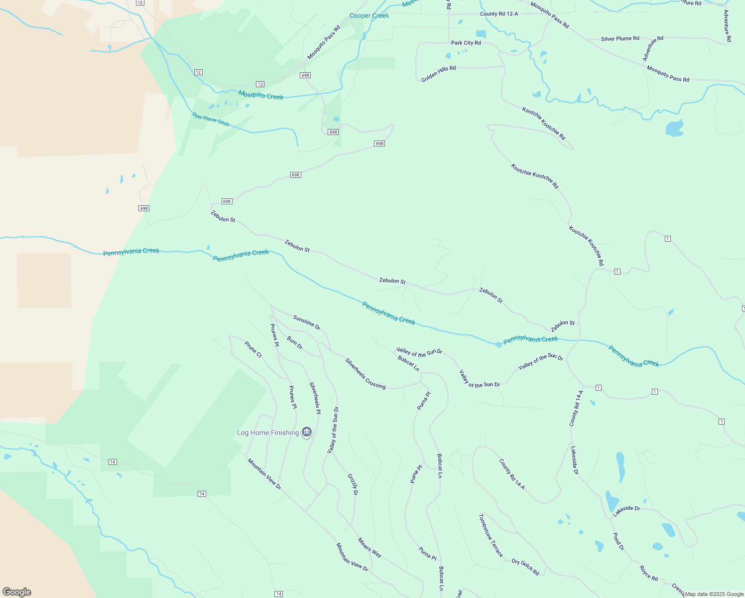map of restaurants, bars, coffee shops, grocery stores, and more near 162 Silk Sisters Place in Fairplay