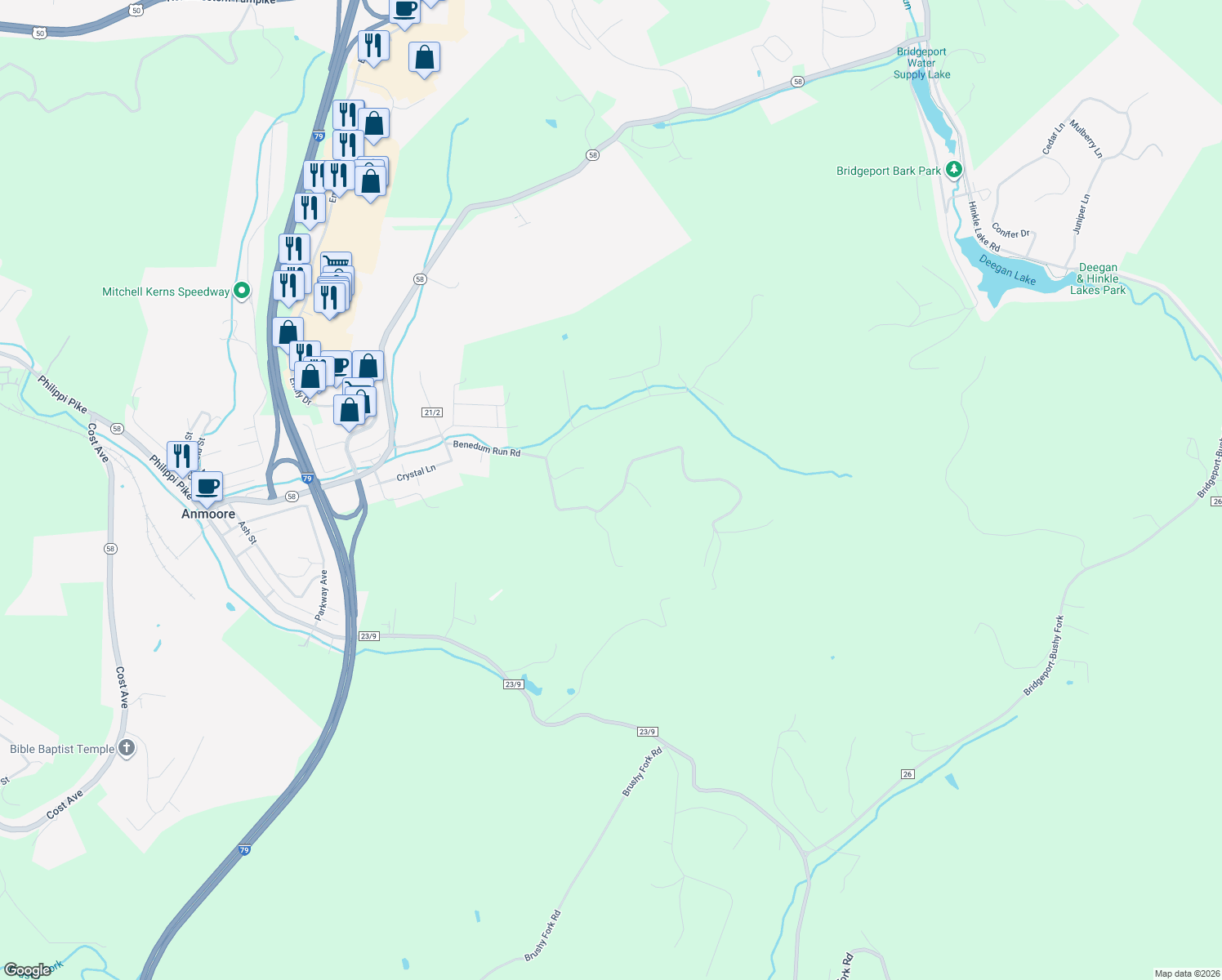map of restaurants, bars, coffee shops, grocery stores, and more near 339 Normandy Estates in Bridgeport
